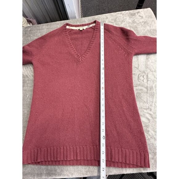 Burberry Brit 100% Cashmere Sweater V-Neck Burgundy Red Size L UNISEX - Picture 9 of 12